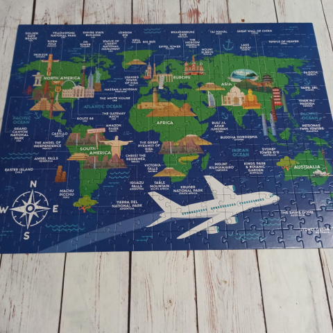 Puzzle Mapa Świata Landmarks of the World 300 elementów - 60x45 cm