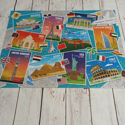 Puzzle Travel Adventures 300 elementów - 60x45 cm - UK, USA, France, Australia, Italy, itp.