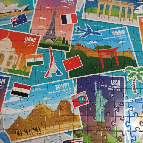 Puzzle Travel Adventures 300 elementów - 60x45 cm - UK, USA, France, Australia, Italy, itp.