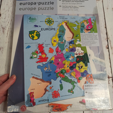 Puzzle EUROPE - drewniane z uchwytami