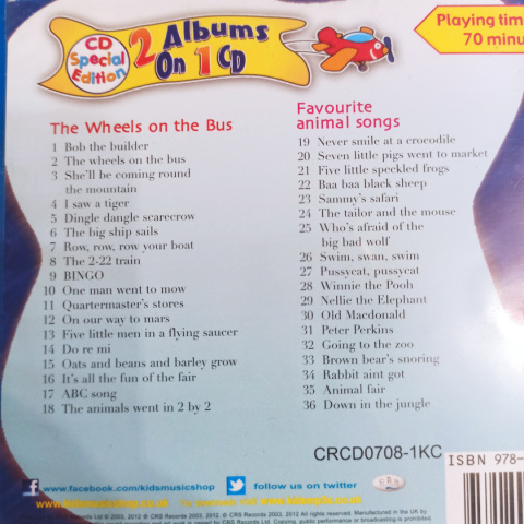 The Wheels on the Bus - Favourite Animal Songs - zestaw 36 piosenek po angielsku na płycie CD