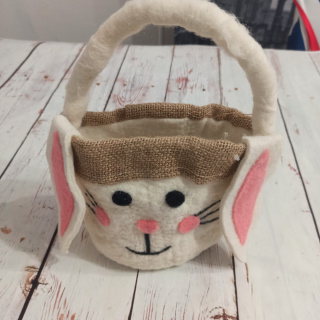 Duży Filcowany Królik - koszyczek do Easter Egg Hunt BIAŁY - NOWY
