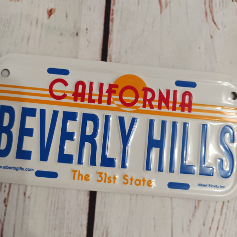 Tabliczka CALIFORNIA BEVERLY HILLS 15x8 cm metalowa