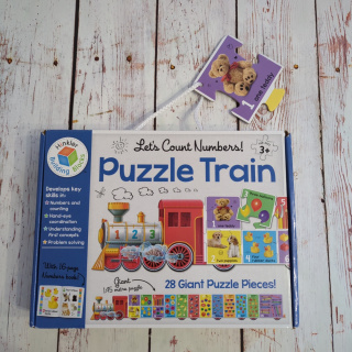 Let's Count Numbers! Puzzle Train 2w1 - długie puzzle 145 cm + książeczka
