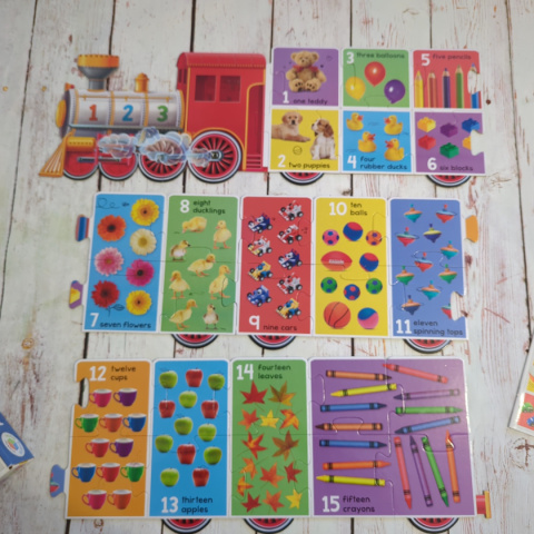 Let's Count Numbers! Puzzle Train 2w1 - długie puzzle 145 cm + książeczka Let's Count Numbers! Puzzle Train 2w1 - długie puzzle 145 cm + książeczka
