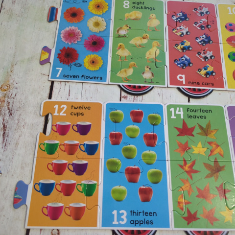 Let's Count Numbers! Puzzle Train 2w1 - długie puzzle 145 cm + książeczka Let's Count Numbers! Puzzle Train 2w1 - długie puzzle 145 cm + książeczka