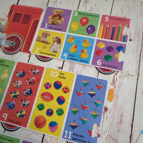 Let's Count Numbers! Puzzle Train 2w1 - długie puzzle 145 cm + książeczka Let's Count Numbers! Puzzle Train 2w1 - długie puzzle 145 cm + książeczka