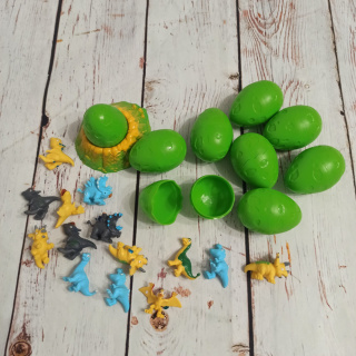 ZESTAW Dinozaury i Jajka - 9 jajek, 14 dinozaurów + gniazdo na jajko