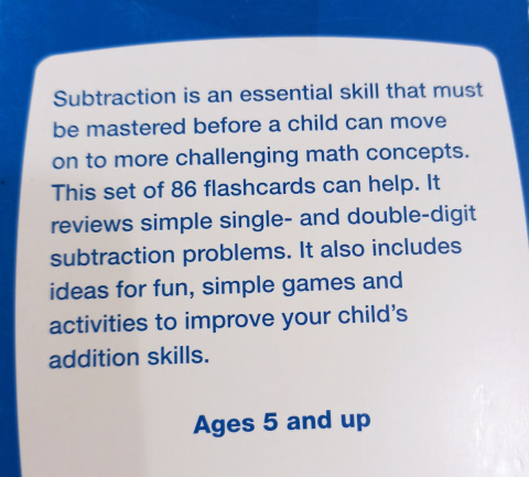 Subtraction Flashcards - karty z odejmowaniem