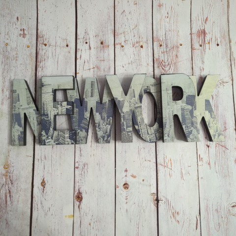 Duży drewniany napis NEW YORK 3D - dekoracja sali Duży drewniany napis NEW YORK 3D - dekoracja sali