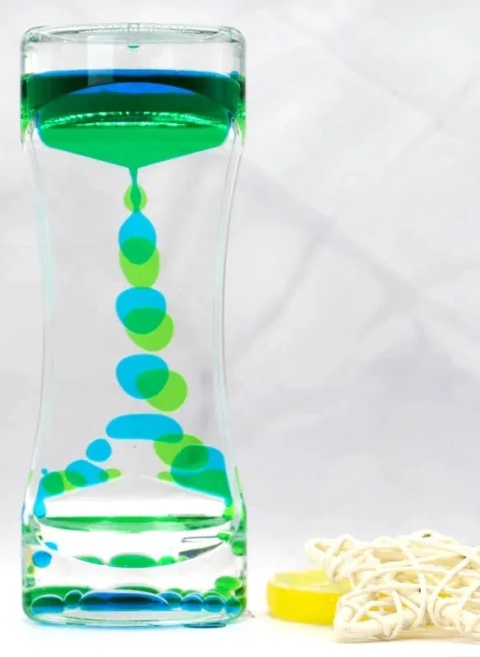 Klepsydra Sensoryczna żelowa 14 cm - niebieski/zielony NOWA