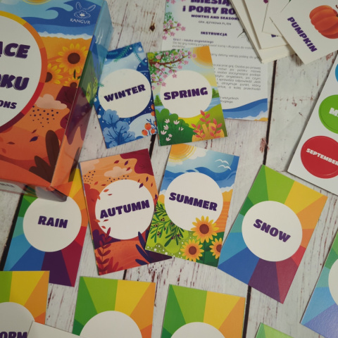 Miesiące i Pory Roku – Months and Seasons - gra angielsko-polska z kolorowymi kartami i nazwami Miesiące i Pory Roku – Months and Seasons - gra angielsko-polska z kolorowymi kartami i nazwami