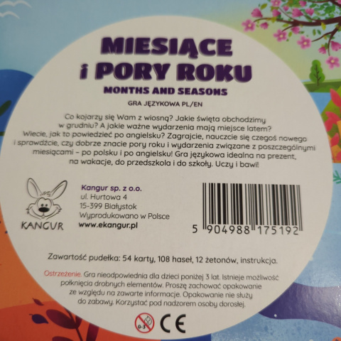 Miesiące i Pory Roku – Months and Seasons - gra angielsko-polska z kolorowymi kartami i nazwami Miesiące i Pory Roku – Months and Seasons - gra angielsko-polska z kolorowymi kartami i nazwami