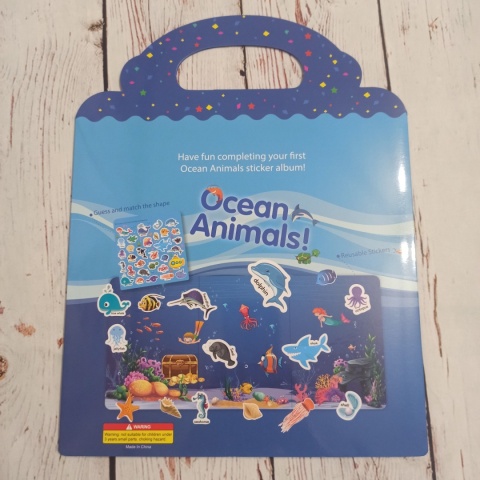 Ocean Animals Sticker Album - plansza z naklejkami wielokrotnego użytku - słownictwo po angielsku