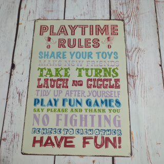 PLAYTIME RULES - tabliczka z zasadami gier i zabaw 20x28 cm