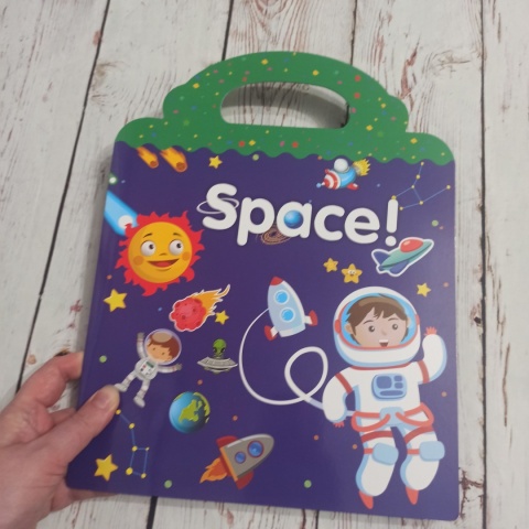 Space Sticker Album - plansza z naklejkami wielokrotnego użytku - słownictwo po angielsku