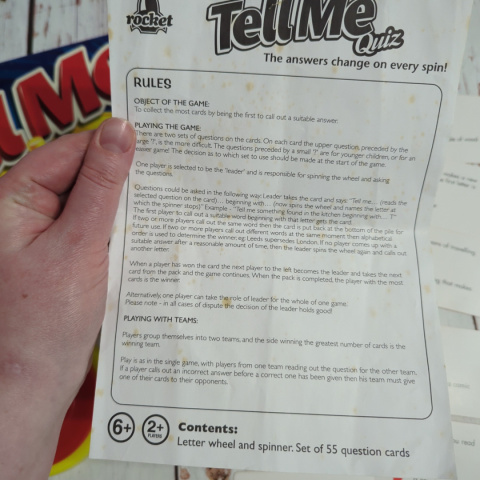 Tell Me Quiz - odpowiedzi do kategorii na wylosowaną literkę - gra ze spinnerem z literkami Tell Me Quiz - odpowiedzi do kategorii na wylosowaną literkę - gra ze spinnerem z literkami