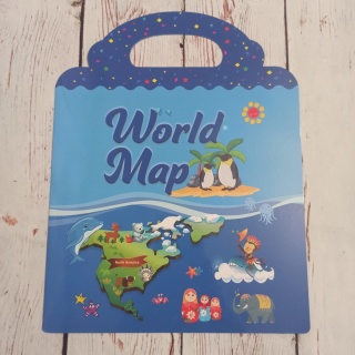 World Map Sticker Album - plansza z naklejkami wielokrotnego użytku - słownictwo po angielsku