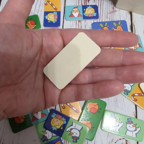 Christmas Domino Game - drewniane domino ze świątecznymi obrazkami, 26 kafelków