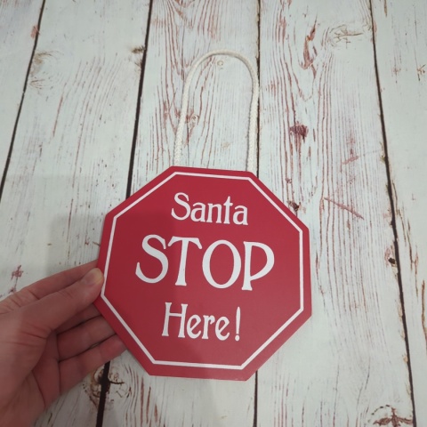 Drewniana zawieszka SANTA STOP HERE!
