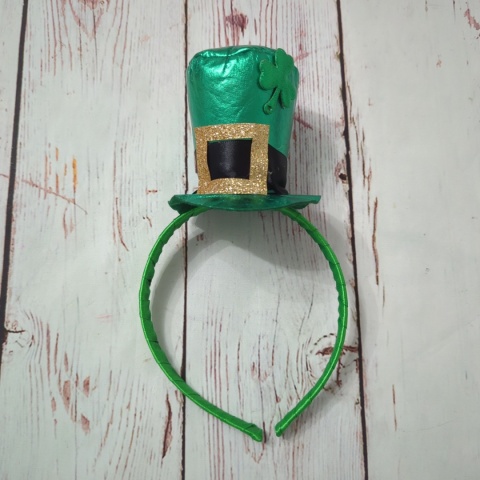 Opaska z kapeluszem St. Patrick's Day - zielony kapelusz z koniczynką