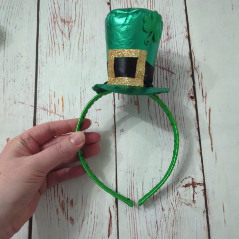 Opaska z kapeluszem St. Patrick's Day - zielony kapelusz z koniczynką