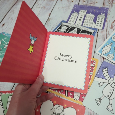 Zestaw 18 świątecznych kartek Usborne do kolorowania w zestawie z kopertami