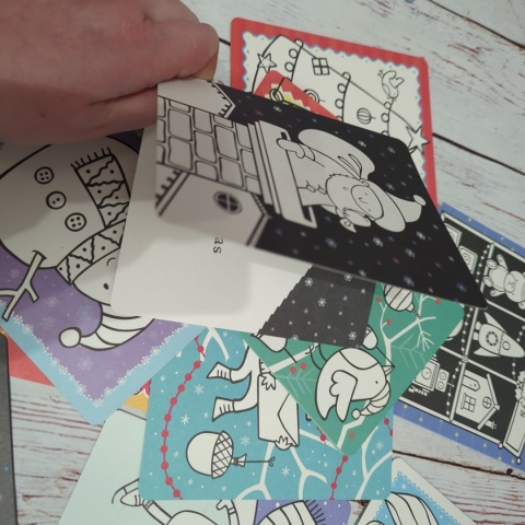 Zestaw 18 świątecznych kartek Usborne do kolorowania w zestawie z kopertami