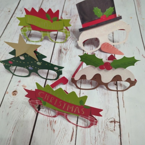 Zestaw okularów na Święta - 5 sztuk z angielskimi żartami NOWE