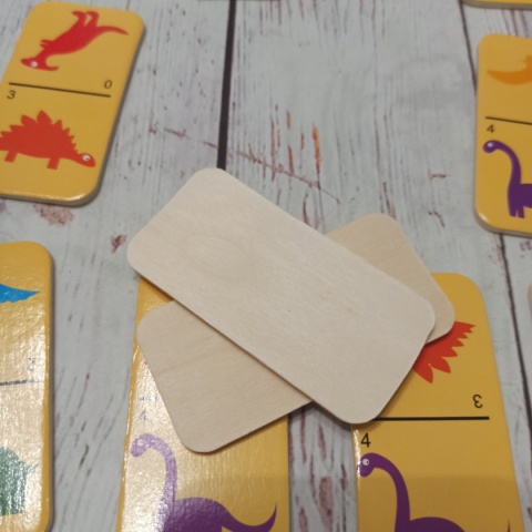 DINO dominoes - dinozaury + kolory - 28 kafelków