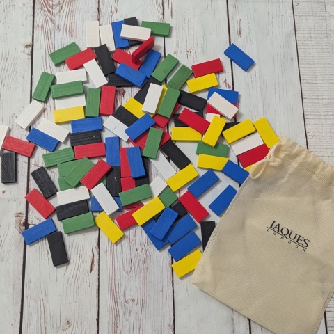 Drewniane kafelki w różnych kolorach - 108 sztuk w woreczku