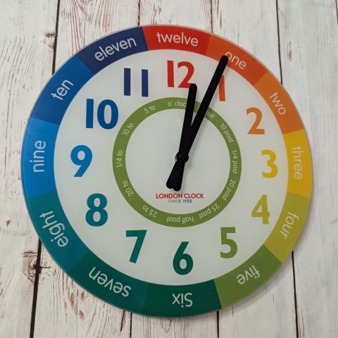 Duży Zegar LONDON CLOCK - z godzinami po angielsku 35 cm, szklany