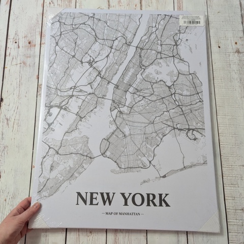 Duży Obraz New York Map of Manhattan 46x61cm, NOWY, WYSYŁKA TYLKO KURIEREM