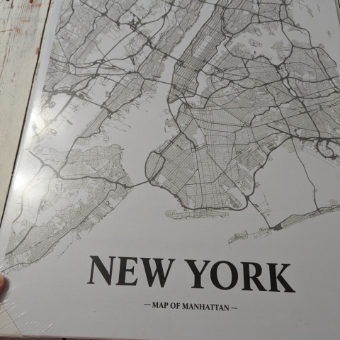 Duży Obraz New York Map of Manhattan 46x61cm, NOWY, WYSYŁKA TYLKO KURIEREM