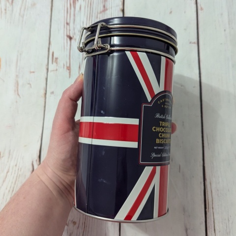Puszka na ciasteczka z flagą UK zamykana na klamrę 17x9 cm