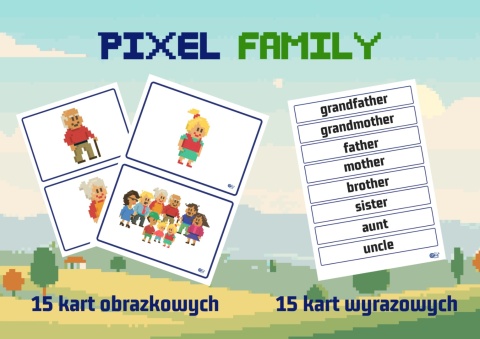 Zestaw materiałów PIXEL FAMILY - materiały PDF w stylu pikselowych gier dla dzieci
