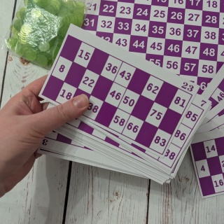 Plansza do Bingo, 24 kartoniki i żetony do oznaczania