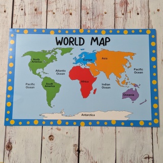 Plansza edukacyjna, plakat - World Map - Mapa Świata 43x28 cm