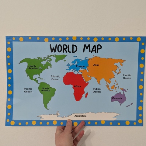 Plansza edukacyjna, plakat - World Map - Mapa Świata 43x28 cm