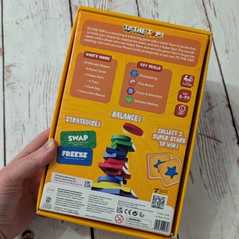 Skillmatics Game – To The Top - tworzenie wieży z drewnianych kolorowych kształtów