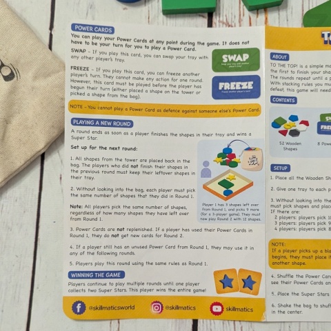 Skillmatics Game – To The Top - tworzenie wieży z drewnianych kolorowych kształtów