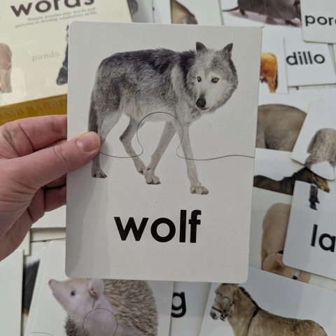 ANIMAL WORDS 52 cards - karty obrazkowe w formie układanek dwuczęściowych