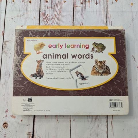 ANIMAL WORDS 52 cards - karty obrazkowe w formie układanek dwuczęściowych