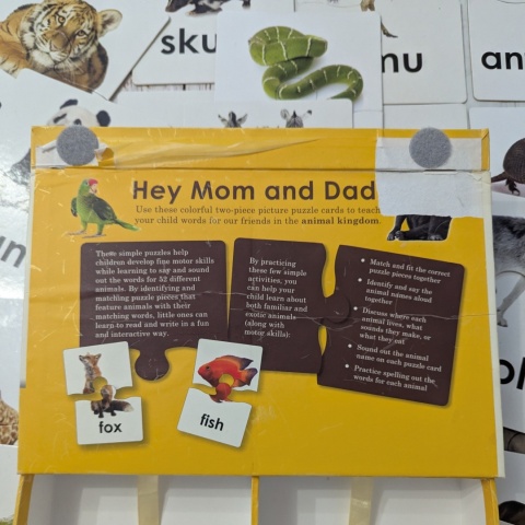 ANIMAL WORDS 52 cards - karty obrazkowe w formie układanek dwuczęściowych