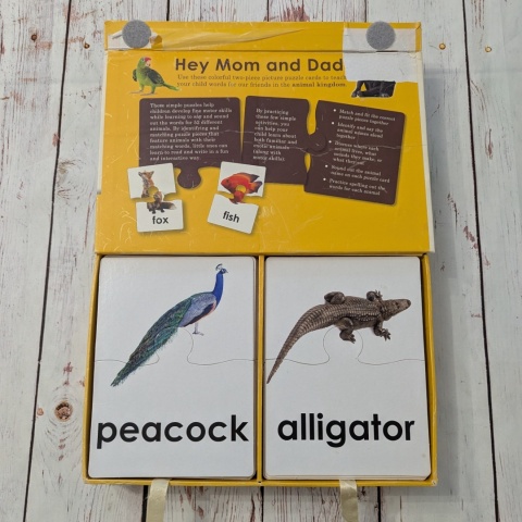 ANIMAL WORDS 52 cards - karty obrazkowe w formie układanek dwuczęściowych