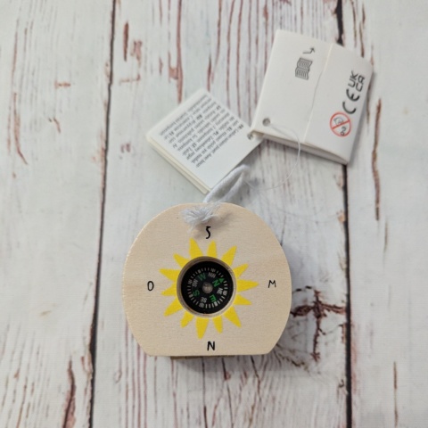 Drewniany kompas edukacyjny z zegarem słonecznym NOWY