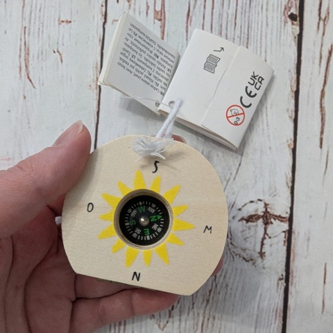 Drewniany kompas edukacyjny z zegarem słonecznym NOWY