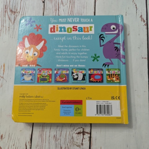 Książka Never Touch a Dinosaur - sensoryczna książka po angielsku UŻYWANA