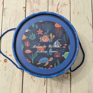 Magnetic Wooden Fishing Game - Zestaw do łowienia morskich zwierząt z wędkami i kotkiem na magnes