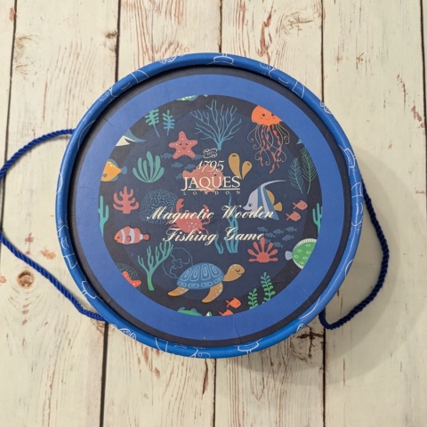 Magnetic Wooden Fishing Game - Zestaw do łowienia morskich zwierząt z wędkami i kotkiem na magnes